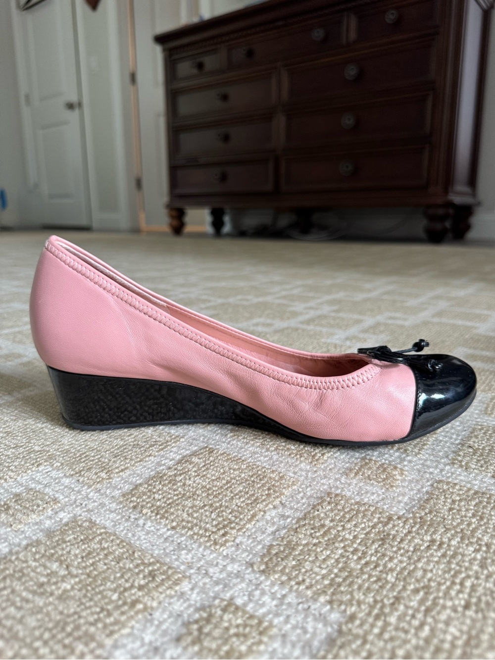 Cole Haan Nike Air Pink Leather Cap Toe Wedge Ballet Shoes Size 8.5 - Picture 5 of 13